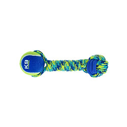 ZEUS Corde avec balle de tennis haltere 31 cm - Bleu et vert - Pour chien