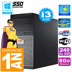 PC Tour DELL 7010 Core I3-2120 Ram 8Go Disque 240 Go SSD Wifi W7 - Occasion