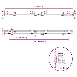 vidaXL Kit fixation porte coulissante 183 cm Acier inoxydable Argenté pas cher