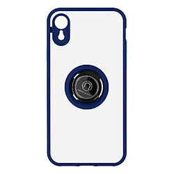 Avizar Coque iPhone XR Bi-matière Bague Métallique Support bleu nuit