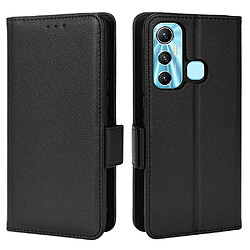 Etui en PU texture litchi, anti-rayures, anti-chocs avec support, noir pour votre Infinix Hot 11/X662