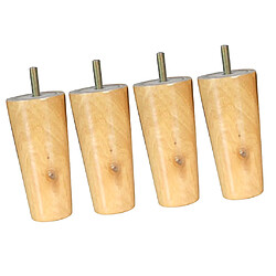 4pcs Cône Forme Eucalyptus Meubles En Bois Massif Canapé Jambes Naturelles 4 * 6 * 12cm