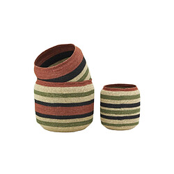 Aubry Gaspard Cache-pots en jonc Terracota et Kaki.