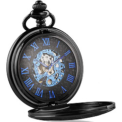 Chrono Montre de poche mécanique Chronus homme femme squelette(noir)