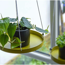 Esschert Design Support à plantes rond à suspendre doré Diamètre de 24 cm.