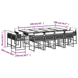 Acheter vidaXL Ensemble à manger de jardin et coussins 13 pcs beige