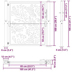 vidaXL Portail de jardin noir 105x105 cm acier conception de vagues pas cher