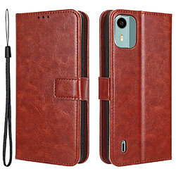 Htdmobiles Housse pour Nokia C12 / C12 Pro / C12 Plus - etui coque pochette portefeuille + verre trempe - MARRON