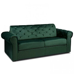 Inside 75 Canapé lit 3-4 places CHESTERFIELD Convertible EXPRESS 160 cm matelas 18 cm velours vert