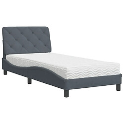 Vidaxl Lit avec matelas gris foncé 90x190 cm velours