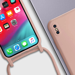 Avizar Coque Cordon iPhone X et XS Semi-rigide Lanière Tour du Cou 80cm rose pas cher