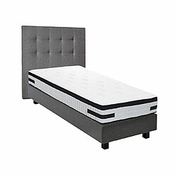 Mes Ensemble matelas 90x200 + sommier + tête de lit gris CONFORTLUXE