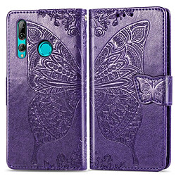 Wewoo Housse Coque Étui en cuir à rabat horizontal Butterfly Love Flowers pour Huawei Y9 Prime 2019avec support & porte-cartes & porte-monnaie & lanière violet foncé