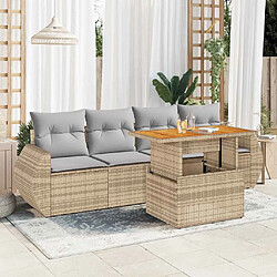 vidaXL Salon de jardin avec coussins 5 pcs beige résine tressée