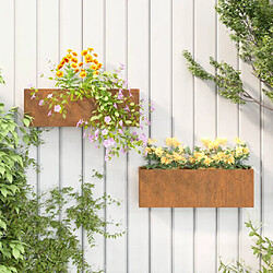 vidaXL Jardinières murales 2 pcs Rouillé Acier corten 53x10x17 cm