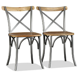 Decoshop26 Lot de 2 chaises de salle à manger cuisine bois de manguier design industriel CDS020288