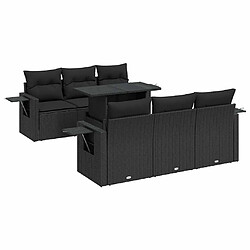 vidaXL Salon de jardin 7 pcs avec coussins noir résine tressée