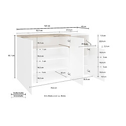 Alter Étagère à chaussures moderne, Made in Italy, 3 portes et 1 porte abattante, Étagère à chaussures d'entrée, 120x40h80 cm, Couleur blanc brillant et Érable pas cher