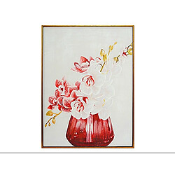 Cadre Romimex Blanc Rouge Toile Fleurs 60 x 80 x 4 cm