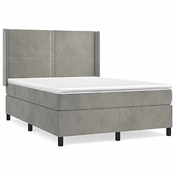 vidaXL Sommier à lattes de lit et matelas Gris clair 140x200cm Velours