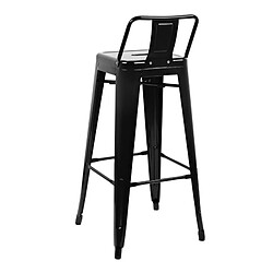 Acheter Tabourets Hauts en Acier Noir avec Dossier - Lot de 4 - Bolero Bistro