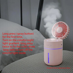 Avis Mini Humidificateur Portatif à Brume Fraîche avec Ventilateur pour Bureau de Chambre à Coucher Veilleuse LED à 2 Modes de Brume 3 Vitesses de Ventilateur Rechargeables