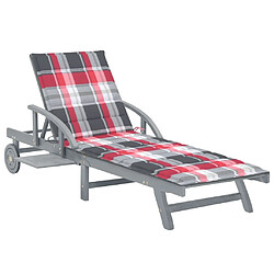 Maison Chic Chaise longue de jardin avec coussin | Bain de soleil Relax | Transat Bois d'acacia solide -GKD24572