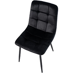 Decoshop26 Lot de 4 chaises de salle à manger coutures décoratives carrées en tissu velours noir pieds métal noir 10_0001776