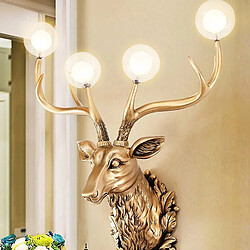 Universal Lampe murale moderne en verre à tête de cerf en résine Art Cerf Décoration de la maison Lampe murale pour le salon LED miroir Lampe murale