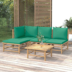 Maison Chic Salon de jardin 5 pcs + coussins - Mobilier/Meubles de jardin - Table et chaises d'extérieur vert bambou -MN75357