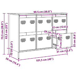 vidaXL Buffet jaune moutarde 101,5x39x73,5 cm acier laminé à froid pas cher