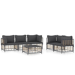 Maison Chic Salon de jardin 6 pcs + coussins - Mobilier/Meubles de jardin - Table et chaises d'extérieur anthracite résine tressée -MN72951