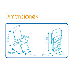 Acheter Chaise de Jardin Fauteuil Pliant Solenny 6 Positions Rembourrage 5 cm 76x62x114 cm