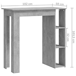 vidaXL Table de bar avec étagère Gris béton Bois d'ingénierie pas cher