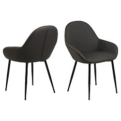 Toilinux Lot de 2 Chaises de salle à manger avec accoudoirs Similicuir - Orange et Gris