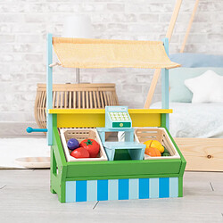 Marché Jouet Montessori Robincool Vegetable Market 42x20x45,2 cm en Bois Éco Auvent Caisse Enregistreuse et Accessoires