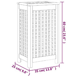 vidaXL Bac à linge 35x25x60 cm bois de teck massif pas cher