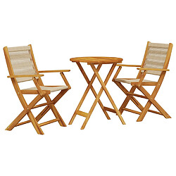 vidaXL Ensemble de bistro 3 pcs beige polypropylène et bois massif