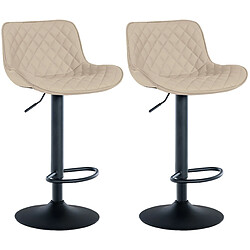 Decoshop26 Lot de 2 tabourets de bar réglable et pivotant assise en synthétique crème pieds métal noir TDB10604