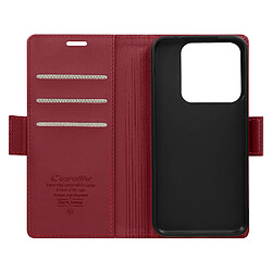 CaseMe Étui pour Xiaomi 14 Portefeuille Anti-RFID Clapet Support Horizontal Bordeaux