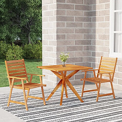 Salle à manger de jardin 3 pcs,Table et chaise à dîner Bois d'acacia solide -MN26892