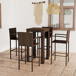 Maison Chic Jeu de bar de jardin 5pcs avec accoudoirs,Mobilier d'extérieur Résine tressée Marron -GKD847871