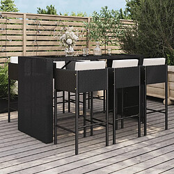 Maison Chic Ensemble de bar de jardin 7 pcs et coussins,Table + chaises + coussins d'extérieur noir poly rotin -GKD344841