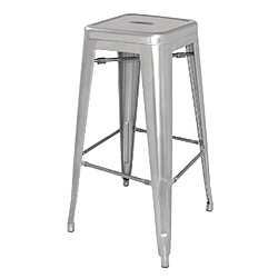 Tabourets Hauts en Acier Galvanisé Gris Argenté - Lot de 4 - Bolero Bistro