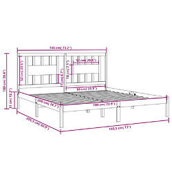 vidaXL Cadre de lit sans matelas noir bois massif pas cher