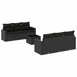 Maison Chic Salon de jardin 7 pcs avec coussins | Ensemble de Table et chaises | Mobilier d'Extérieur noir résine tressée -GKD40125