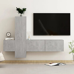 vidaXL Ensemble de meubles TV 3 pcs Gris béton Bois d'ingénierie