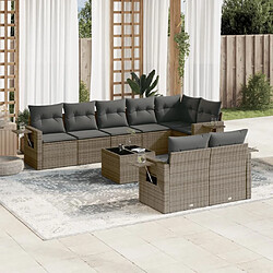 Maison Chic Ensemble Tables et chaises d'extérieur 9 pcs avec coussins,Salon de jardin gris résine tressée -GKD428701