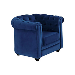 Avis Vente-Unique Fauteuil CHESTERFIELD - Velours bleu roi