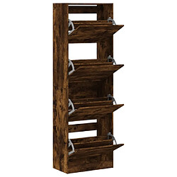 Maison Chic Armoire à chaussures 4 tiroirs | Meuble de rangement à chaussures Meuble d'Entrée rabattables chêne fumé -MN86430 pas cher